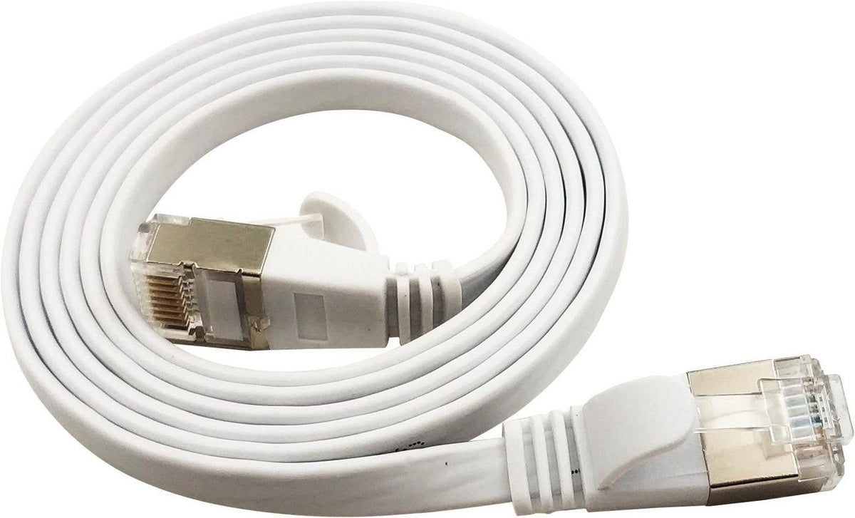 Flat U/Ftp Cat6a White 4m Awg 32/7, Pvc, 1 85x6mm Stp-Fl6a-00400-Wh