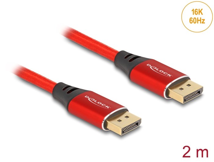Delock 80632 Cable Displayport 16k 60 Hz 2 M Rojo Metal