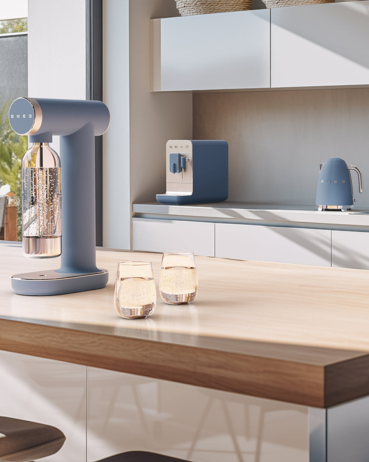 Tostadora Smeg 2x2 Estilo Años 50 Azul Tormenta Mate Tsf01sbmeu