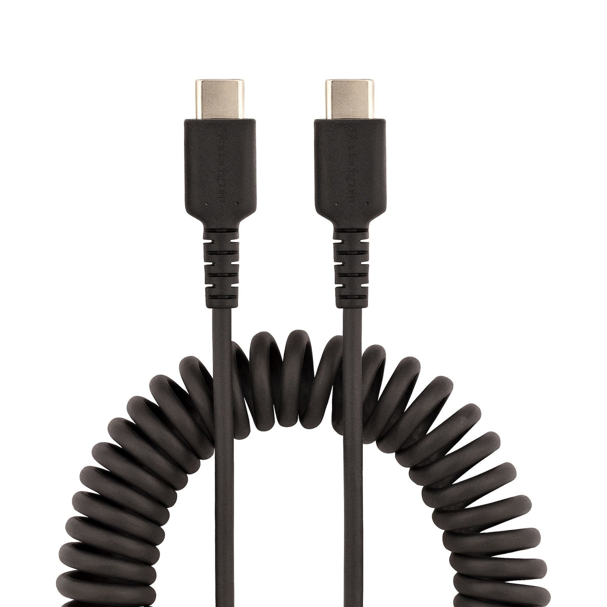 Usb C Charging Cable - 50cm Cabl (20in) Coiled Cable Black