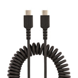 Usb C Charging Cable - 50cm Cabl (20in) Coiled Cable Black