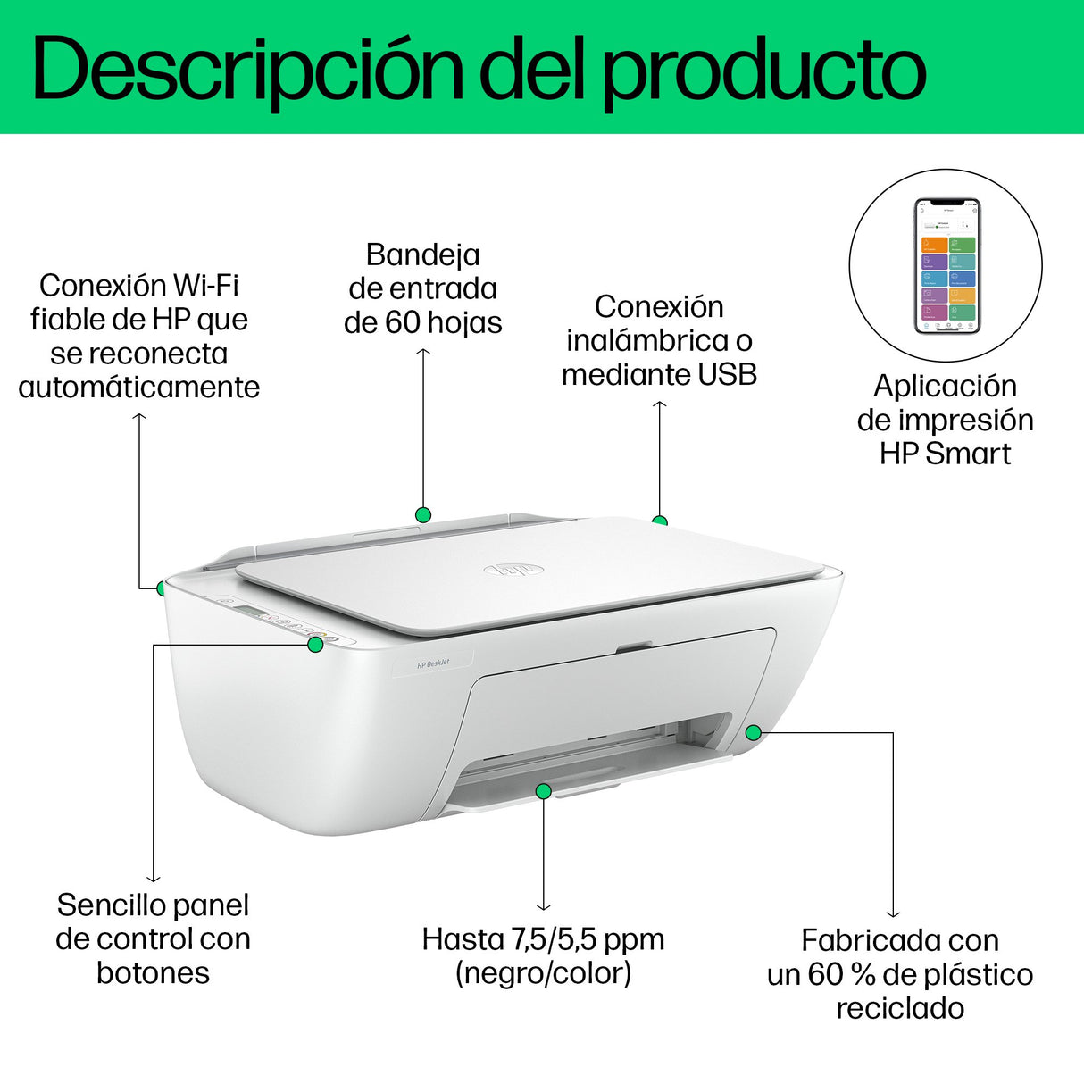 EAN 0196337820074 - HP DeskJet 2810e All-in-One Printer Inyección de tinta térmica A4 4800 x 1200 DPI 7,5 ppm Wifi imagen 5