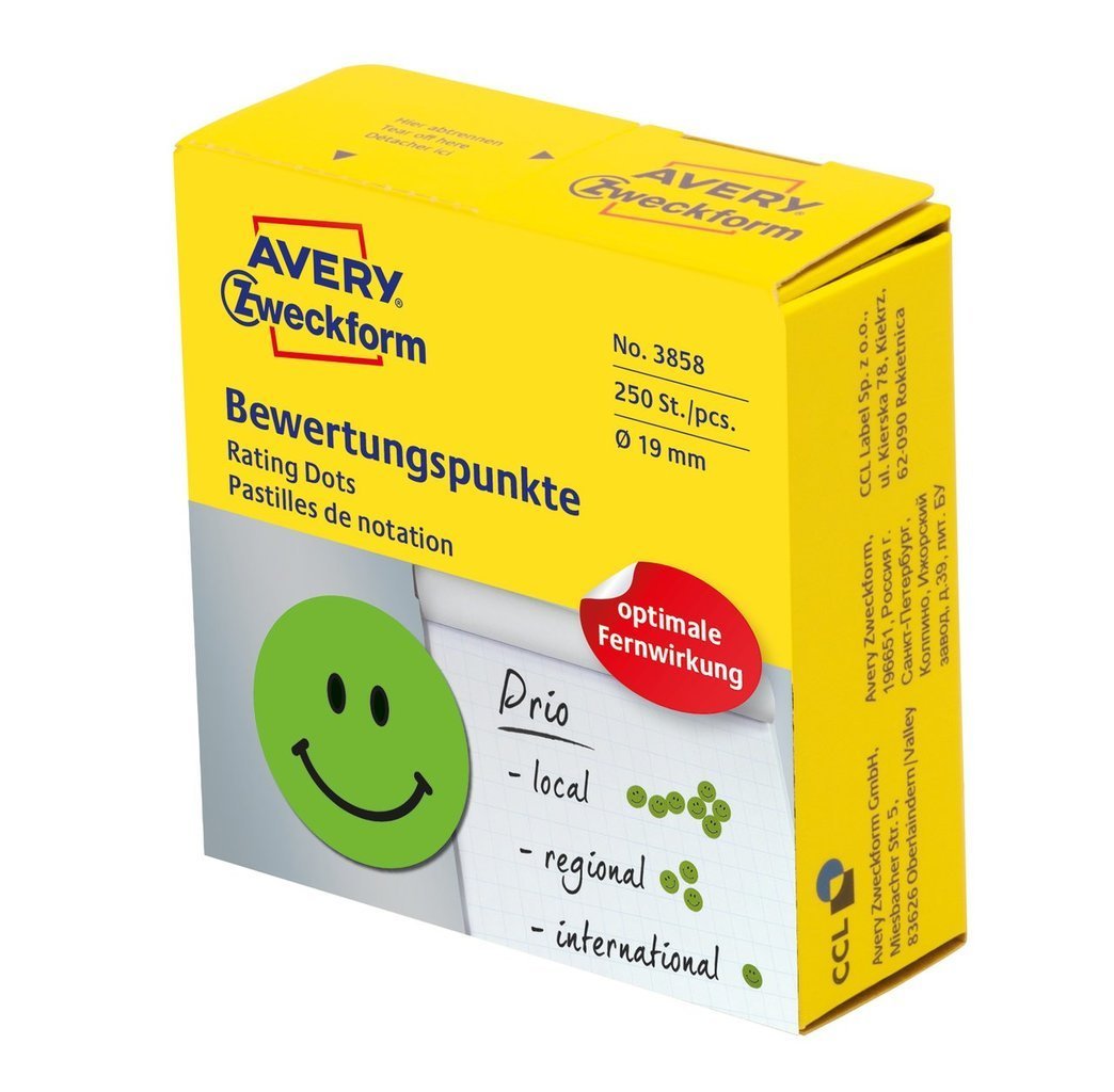 Avery Zweckform 3858 Etiqueta Autoadhesiva Verde Círculo Permanente 250 Pieza(S)