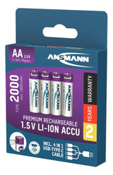 Ansmann 1312-0036 Baterías Recargables Mignon Tipo Aa 2000 (Min. 1800 Mah) Pack De 4