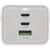 Inline® Usb Power Supply, 65w Charger, 2x Usb-C + 1x Usb-A, With Safety Socket And 1.5m Cable, Pd3.0 Pps Gan, White
