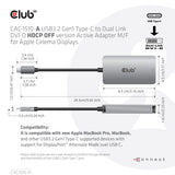 EAN 8719214471651 - CLUB3D CAC-1510-A adaptador de cable de vídeo 0,25 m USB Tipo C DVI-D Gris imagen 6
