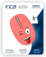 Inca Wrls Raton 1200dpi 3tamen 2.4ghzusb-A Weeny Emoji Or