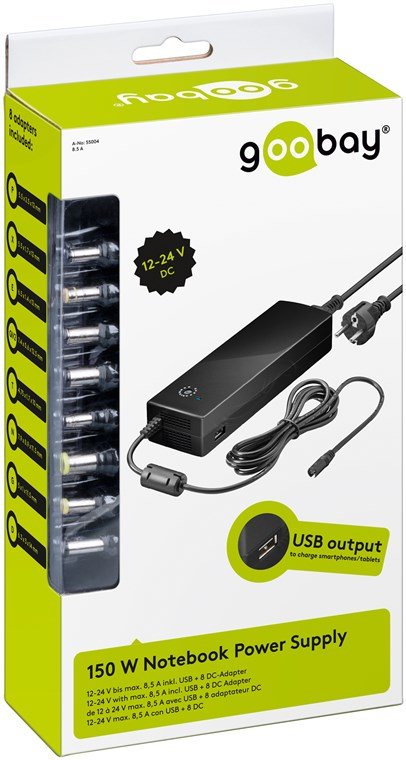 EAN 4040849550041 - Goobay 55004 adaptador e inversor de corriente Interior 134,5 W Negro imagen 2