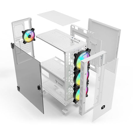 EAN 5901986048039 - Savio Raptor White X1 ARGB Glass/Mesh White Computer Case Midi Tower Blanco imagen 6