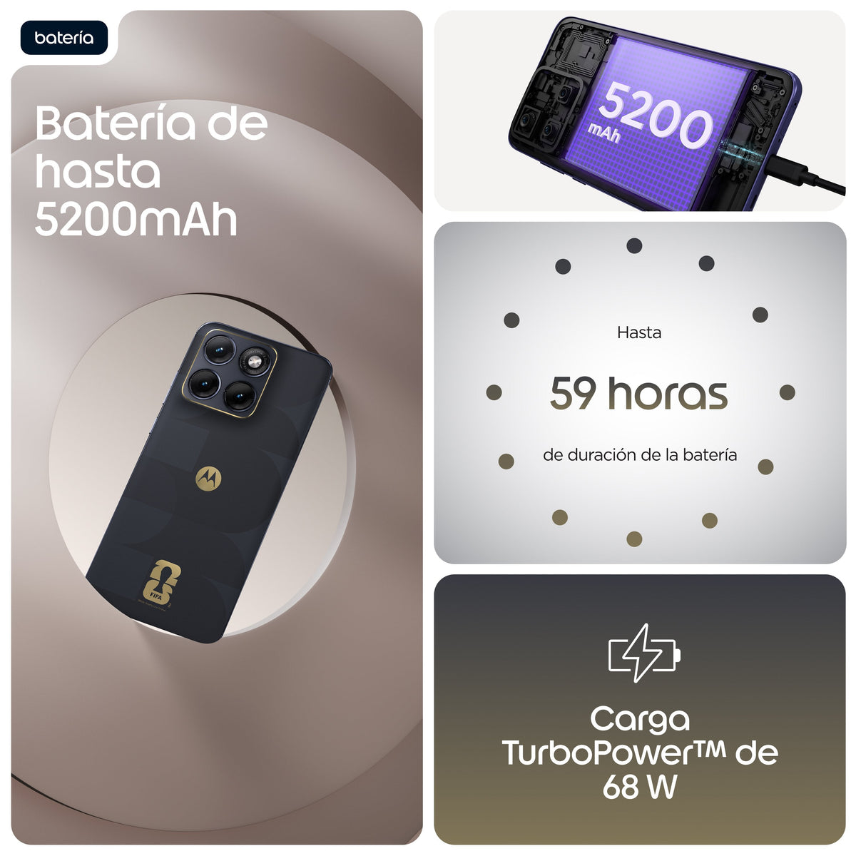 Smartphone Motorola Edge 70 Fusion Fifa Edition 6.78" Sim Doble Android 16.0 5g Usb Tipo C 8 Gb 256 Gb 5200 Mah Negro