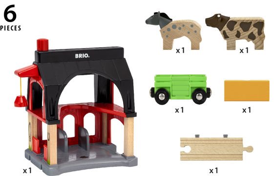 Brio World Tierscheune Mit Heuwaggon, Spielgebäude 63601200