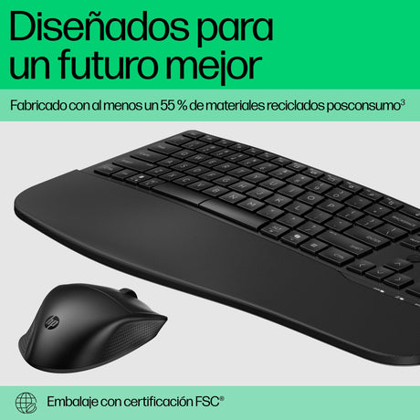 EAN 0197498230610 - HP 680 Comfort Dual-Mode Keyboard and Mouse Combo teclado Ratón incluido Hogar RF Wireless + Bluetooth Ne imagen 3