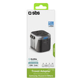 Sbs International Travel Adaptador Universal, X2 Usb 2.1 A, Negro Color