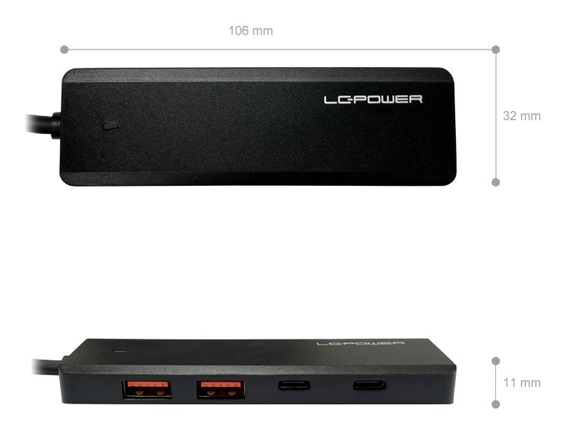 EAN 4262443280401 - LC-Power LC-HUB-U3-4-C hub de interfaz USB 3.2 Gen 2 (3.1 Gen 2) Type-A 10000 Mbit/s Negro imagen 4