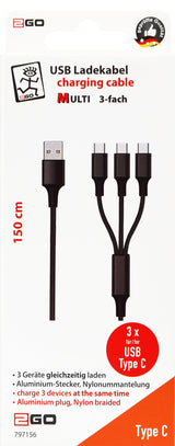 EAN 4010425971560 - 2GO 797156 cable USB 1,5 m USB B 3 x USB C Negro imagen 2