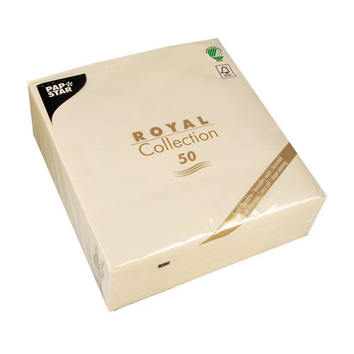 Papstar Royal Collection - Serviette - Tamaño 40 X 40 Cm - Einweg - Champagnerfarben (Paquete De 50)