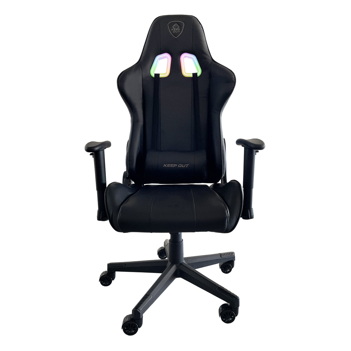 Silla Gaming Keepout Xspro-Racing Rgb Black Reposabrazos 2d/ Iluminacion Rgb Con Mando A Distancia/ Ruedas De Nylon/ Cojin Lumbar Y Cervical