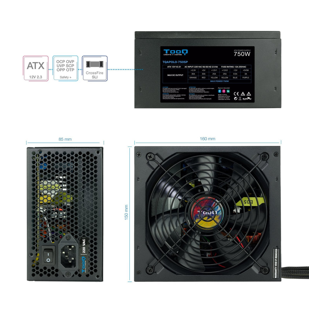 Tooq Fuente De Alimentacion Atx 750w Con Pfc Activo - Negro