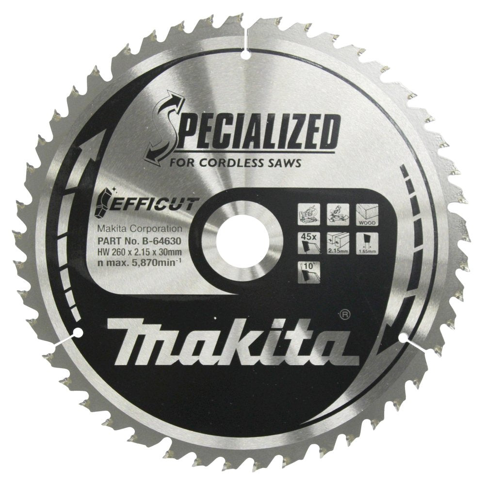 Makita B-64624 Pjovimo Diskas 260x30x2,15mm, T45, 10°, Efficut
