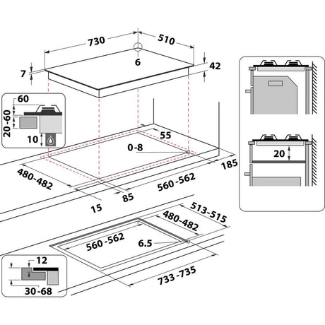EAN 8003437605116 - Whirlpool AKWL 728/NB Negro Integrado 75 cm Encimera de gas 5 zona(s) imagen 2