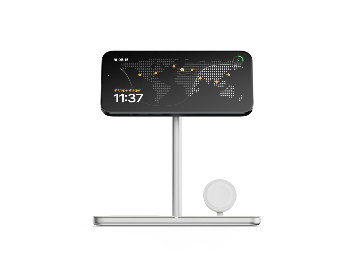Soporte Base De Carga Inalambrico 3en1 Magsafe Plata Linq Carga Magnética Qi2/ Certificación Mfi Para Apple Watch