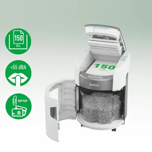 Trituradora Leitz Iq Optimax Autofeed 150, P5, 150 Hojas, 15 L