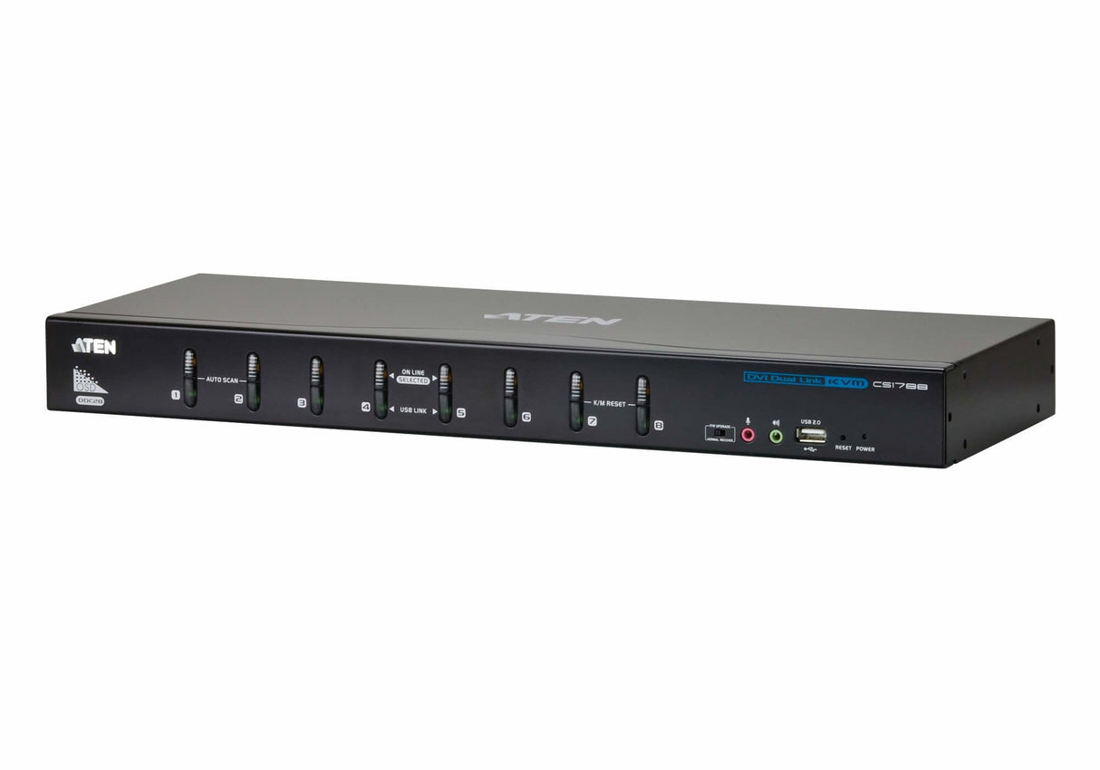 Aten Desktop Kvm 8-Port Usb Dvi Dual Link Kvm Switch With Au Conmutador Kvm De Tipo Usb De 8 Puertos Con Interfaz Dvi Dual Link Y Transmisión Del Sonido