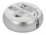 Delock Usb 2.0 2 In 1 Aufrollcable Typ-A Zu Micro-B Und Lightning 8 Pin Weiss   Gold