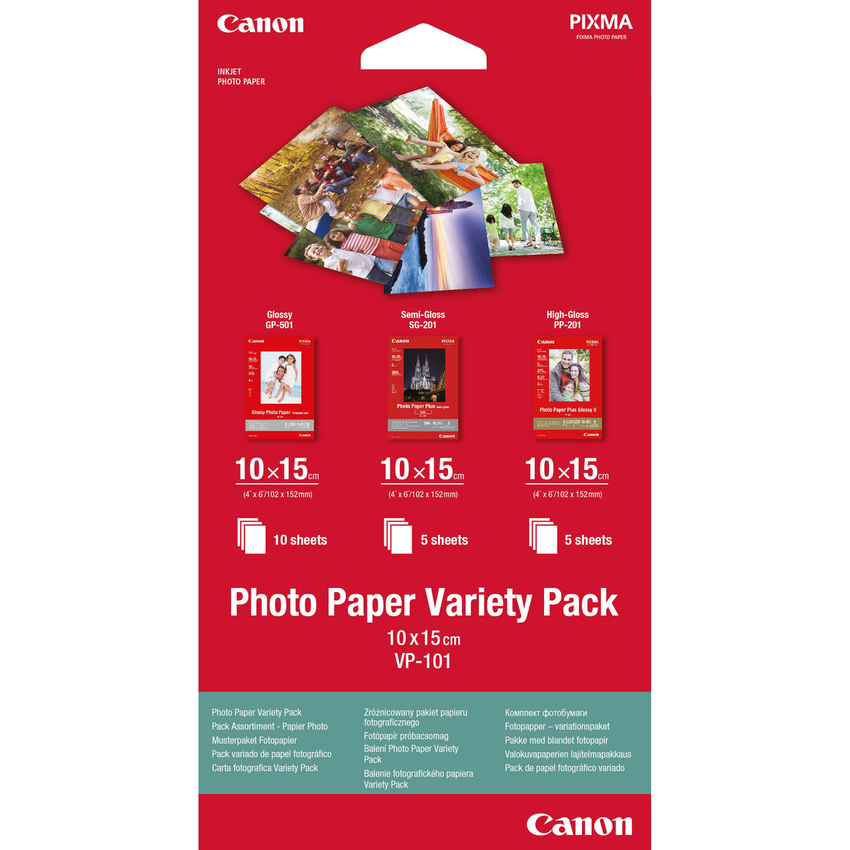 Pack Papel Fotografico Canon Vp 101 10h Gp 501 10x15 5h Pp 201 10x15 5h Sg 201 10x15