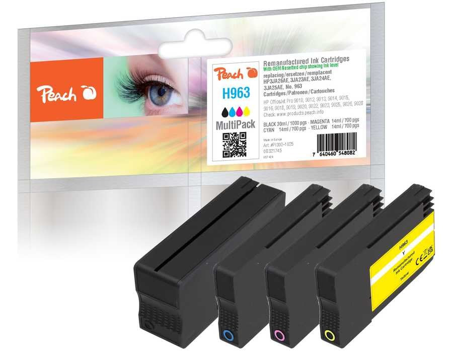 Peach Cartucho Hp Nr.963 Multipack Oem Reset Bk,M,C,Y Remanufactured