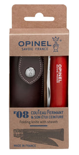 Opinel Navaja De Bolsillo  No. 08 Inkl. Kunstlederetui, Rot