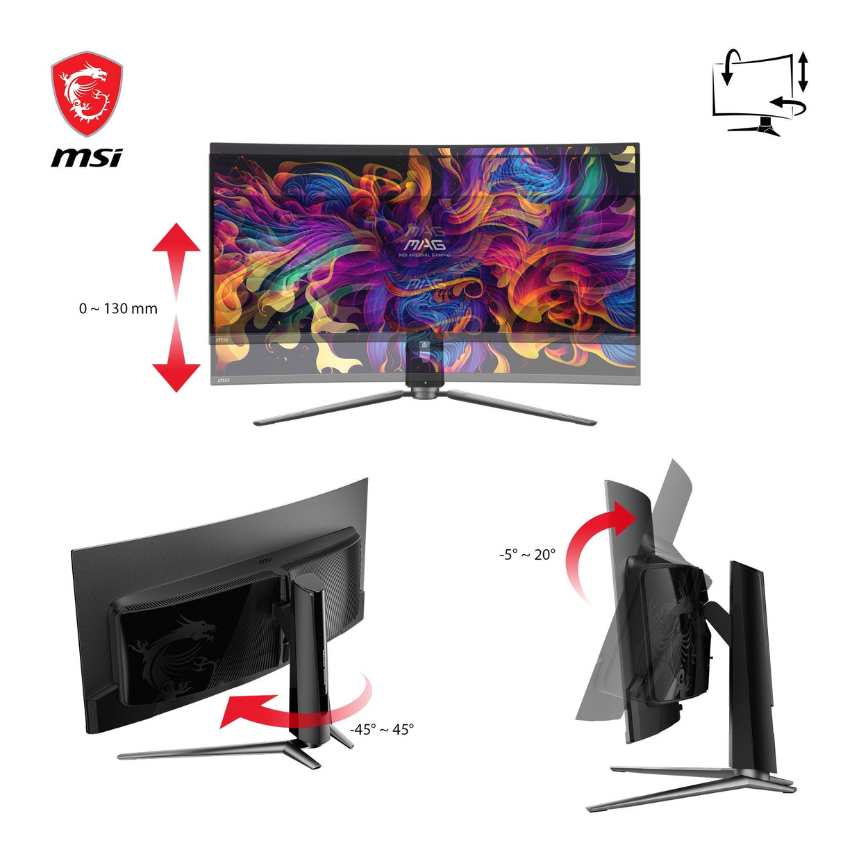 Monitor  Msi Mag 341cqpde Qd-Oled, Gaming  34,2  " Negro, Uwqhd, Qd-Oled, Curvo, Adaptive-Sync, Hdr, Panel De 175 Hz)