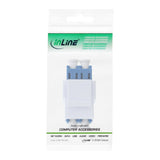 Adaptador Snap-In Keystone De Fibra Óptica Inline Blanco, Lc/Lc Dúplex, Sm, Funda De Cerámica, Azul