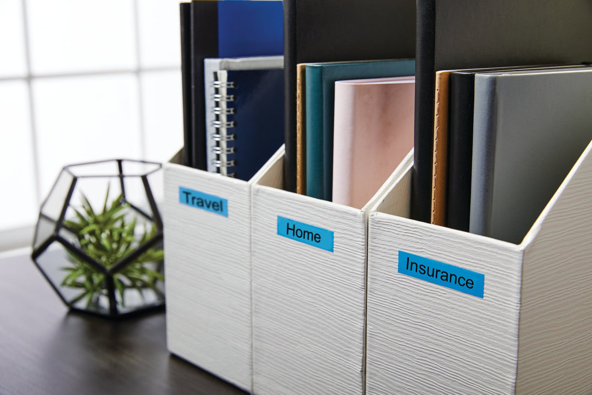 Dymo Cinta De Transferencia Termica D1 40916. Negro Sobre Azul De 9mmx7m. Poliester Autoadhesiva