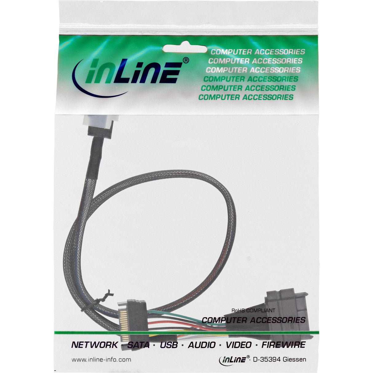 Cable Inline U.2, Ssd Con U.2 (Sff-8639) A Sff-8643 + Alimentación, 0,5 M