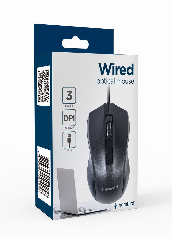 EAN 8716309104258 - Gembird MUS-3B-01 ratón Oficina Ambidextro USB tipo A Óptico 1000 DPI imagen 1
