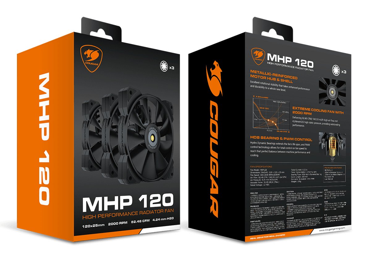 Ventilador  Pc Cougar  Mhp 120, Negro, 3er-Pack
