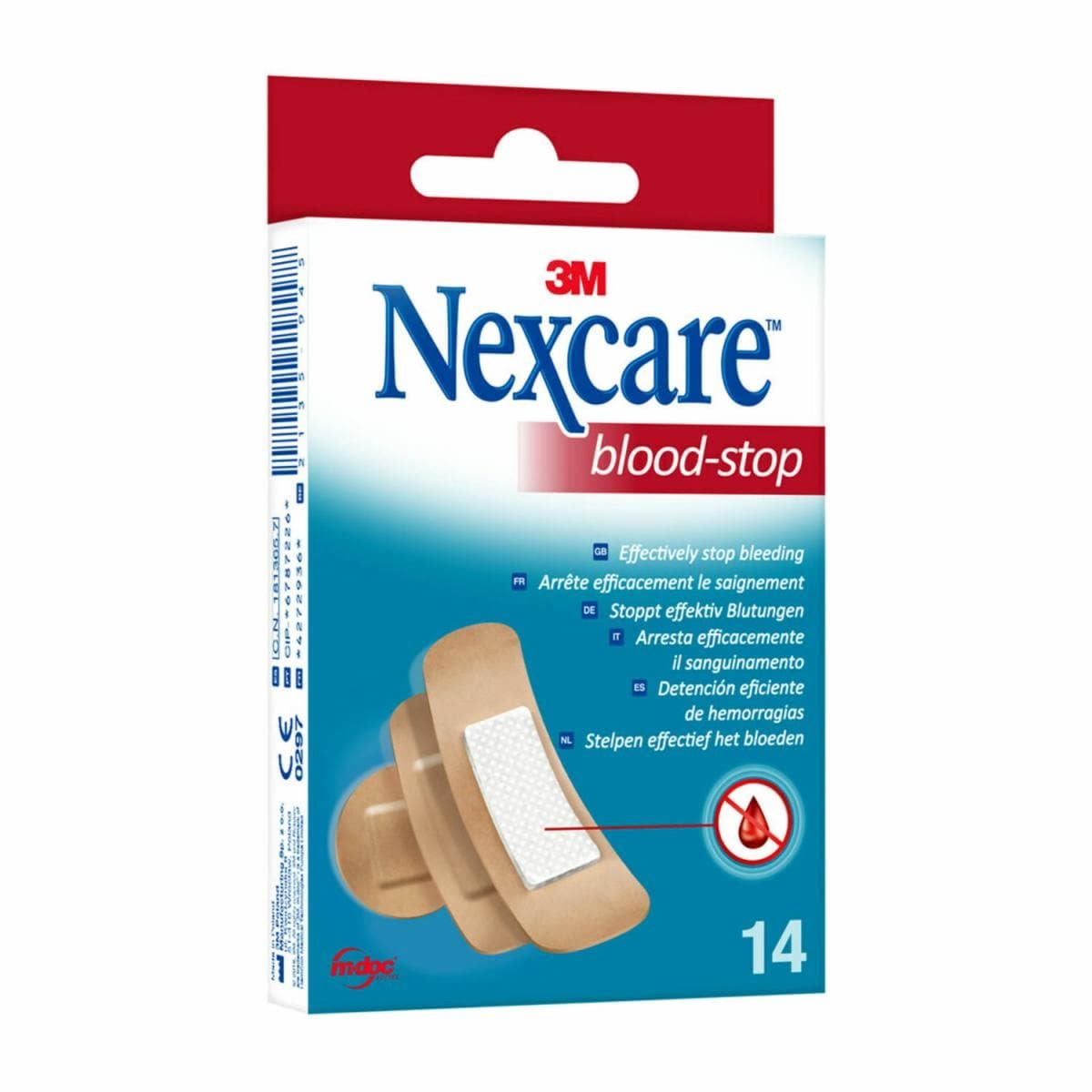 Nexcare Blood-Stop Pack De 14 Apositos Surtidos - Resistente Al Agua - Mayor Rapidez Deteniendo Hemorragias - Piel