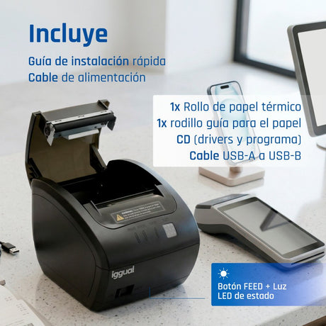 EAN 8435364319185 - iggual TP7001-1S 203 x 203 DPI Alámbrico Transferencia térmica Impresora de recibos imagen 6