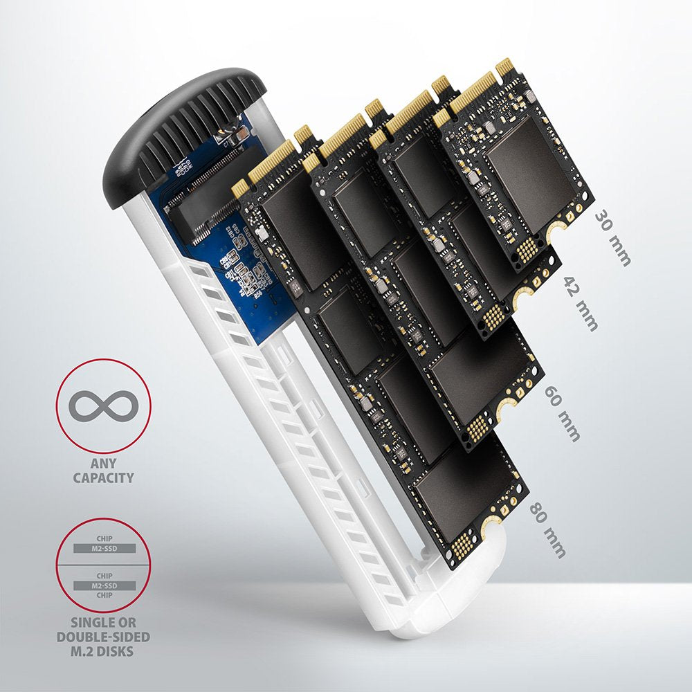 Axagon Eem2-Sa Caja Para Disco Duro Externo Caja Externa Para Unidad De Estado Sólido (Ssd) Gris M.2