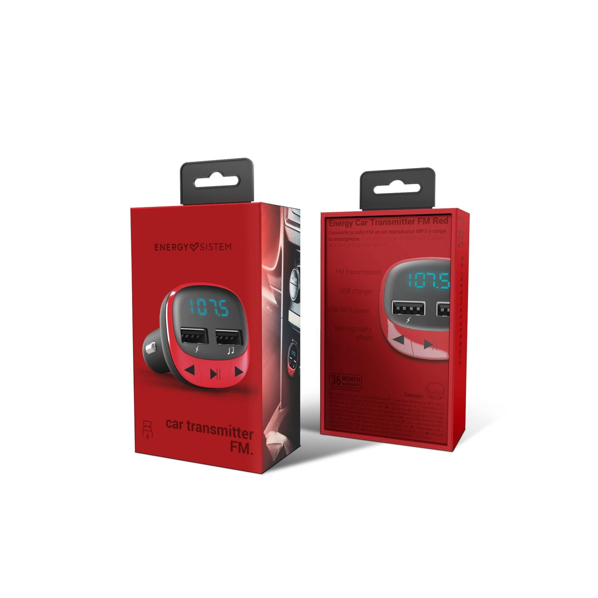 Energy Sistem Car Transmitter Fm Red (Microsd,Mp3)