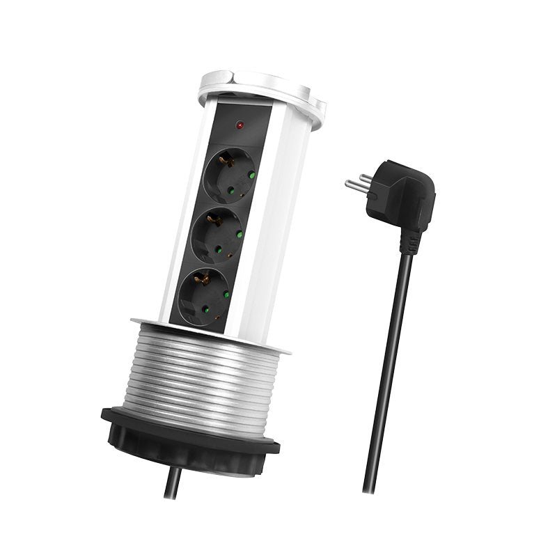 Regleta De Mesa Retractil 3 Tomas 1.8m Logilink Pl Schukox3/Ã 10cm Lps235a