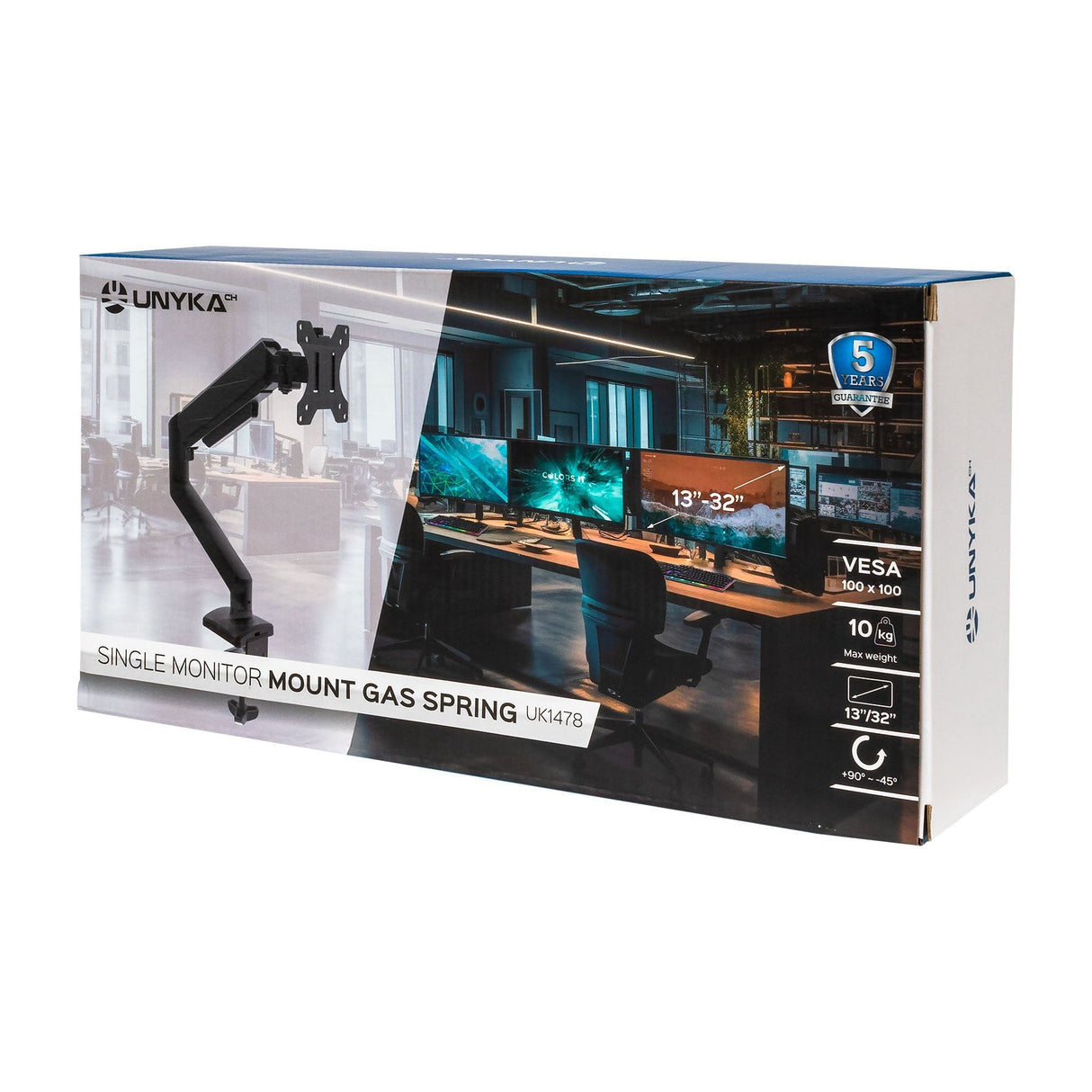 Unykach Uk1478 Soporte De Mesa Con Brazo Articulado Para Monitor De 13"-32" - Giratorio, Resorte De Gas - Gestion De