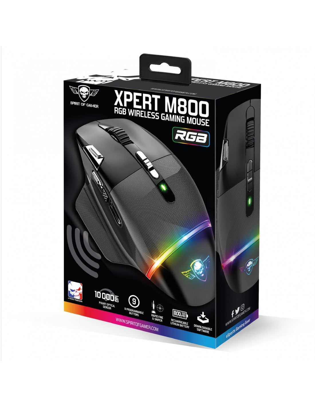 Ratón Gaming Inalámbrico Spirit Of Gamer Xpert M800 Batería Recargable Hasta 10000 Dpi