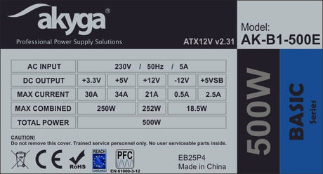 EAN 5901720133236 - Akyga AK-B1-500E unidad de fuente de alimentación 500 W 20+4 pin ATX ATX Gris imagen 4