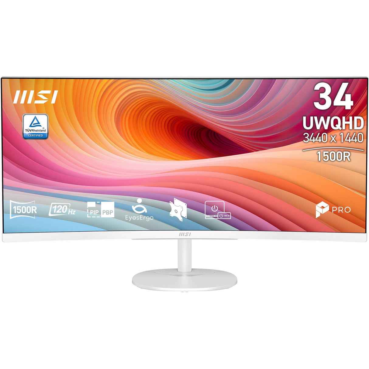 86,4 Cm (34") 3440 X 1440 Pixel Msi 9s6-3pb2ct-057 21:9 Ultrawide Quad Hd Va 4 Ms 120 Hz Displayport Hdmi Dvi Vesa Speaker