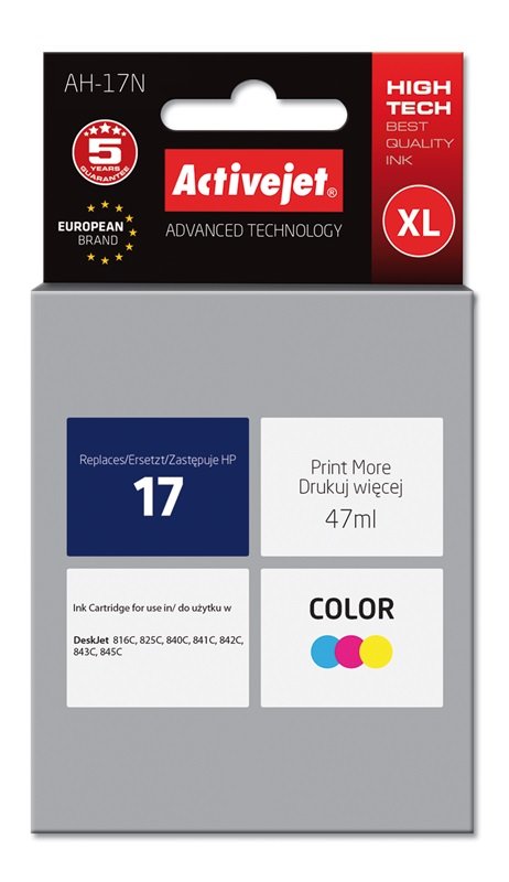 EAN 5904356281906 - Activejet AH-17N cartucho de tinta 1 pieza(s) Compatible Alto rendimiento (XL) Cian, Magenta, Amarillo imagen 1