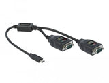 Delock Adaptador Usb Tipo-C A 2 X Serie Rs-232 Db9 Con 15 Kv Esd Schutz