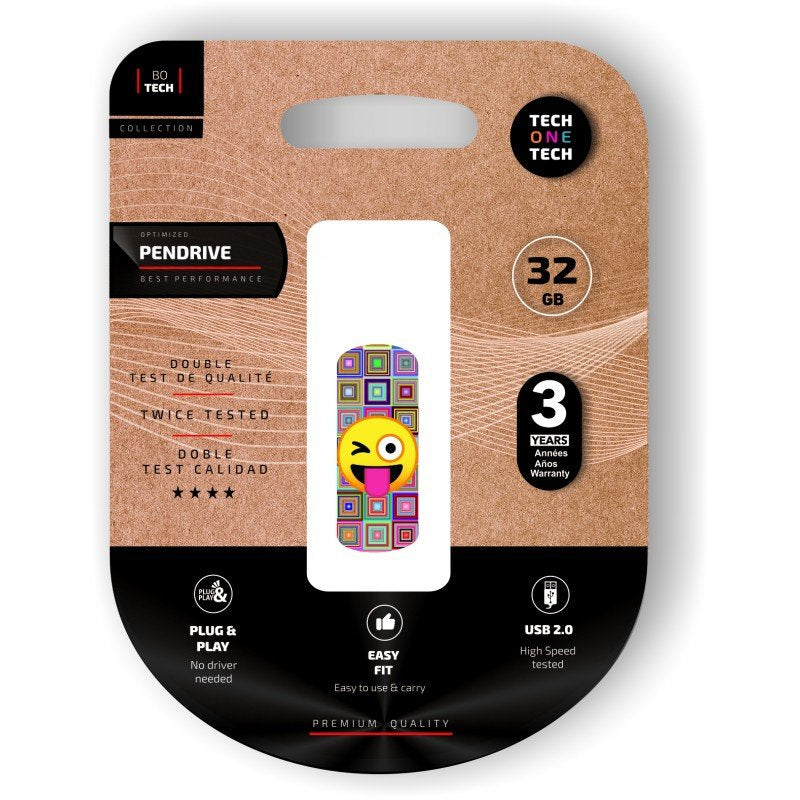 Pendrive 32gb Tech One Tech Emoji Guiño Usb 2.0