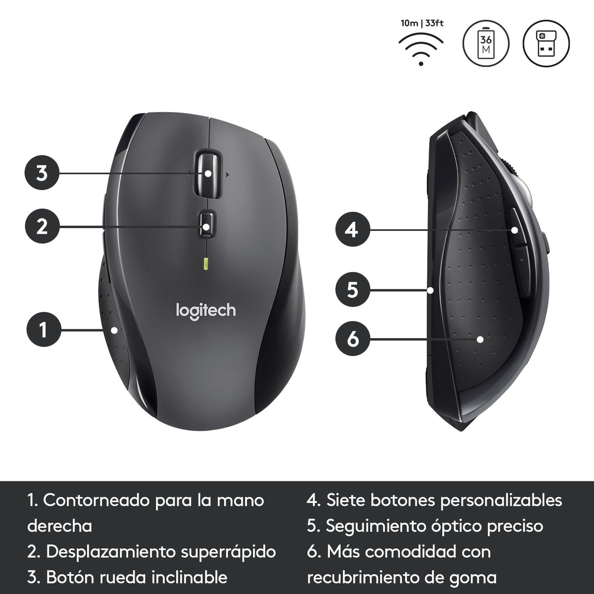 EAN 5099206023901 - Logitech Marathon M705 ratón Oficina mano derecha RF inalámbrico Óptico 1000 DPI imagen 13